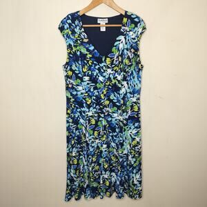North Style Dress Floral Stretch Knit Flowy A-Line